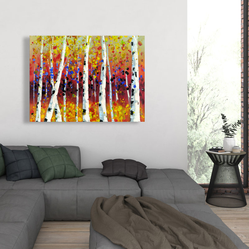 Colored Birches - Contemporary Trees Canvas for Home Decor