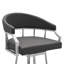 Tabouret de bar et de comptoir pivotant de 30 po de hauteur moderne en similicuir gris ardoise au fini acier inoxydable brossé-2015117704-2015117706