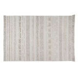 Cotton Striped Area Rug in Light Gray
