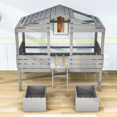 Meola Kids Twin Loft Bed with Drawers