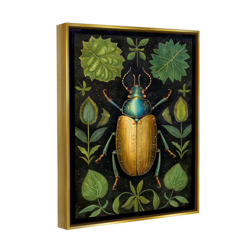 «Ba-428-Floater Botanical Beetle Study», reproduction encadrée sur toile par The Dutch Lady, H 31 po x l 25 po x P 1,7 po