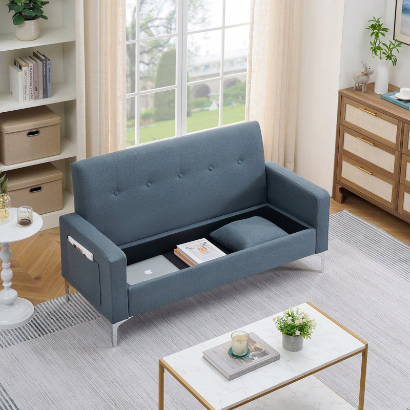 57" Comfortable Double Sofa: With Built-In Storage Function, It Is Suitable For Living Rooms, Apartments And Home Offices, And Can Also Play With Practical Aesthetics