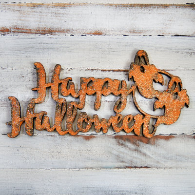 Décoration murale joyeuse halloween avec fantôme en bois