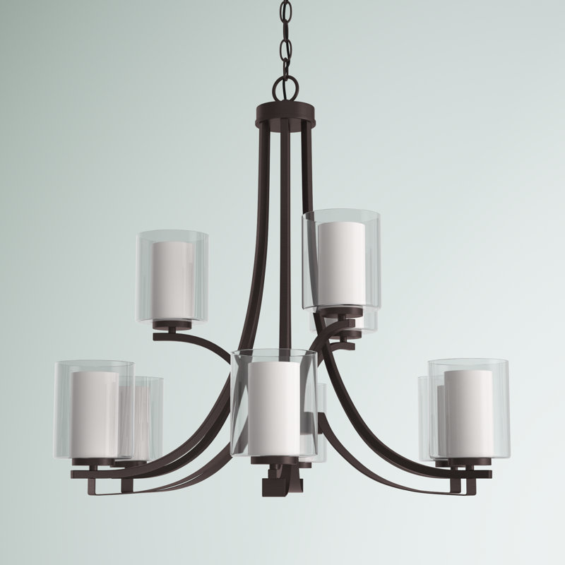 9 - Light Dimmable Classic / Traditional Chandelier, Smoked Iron