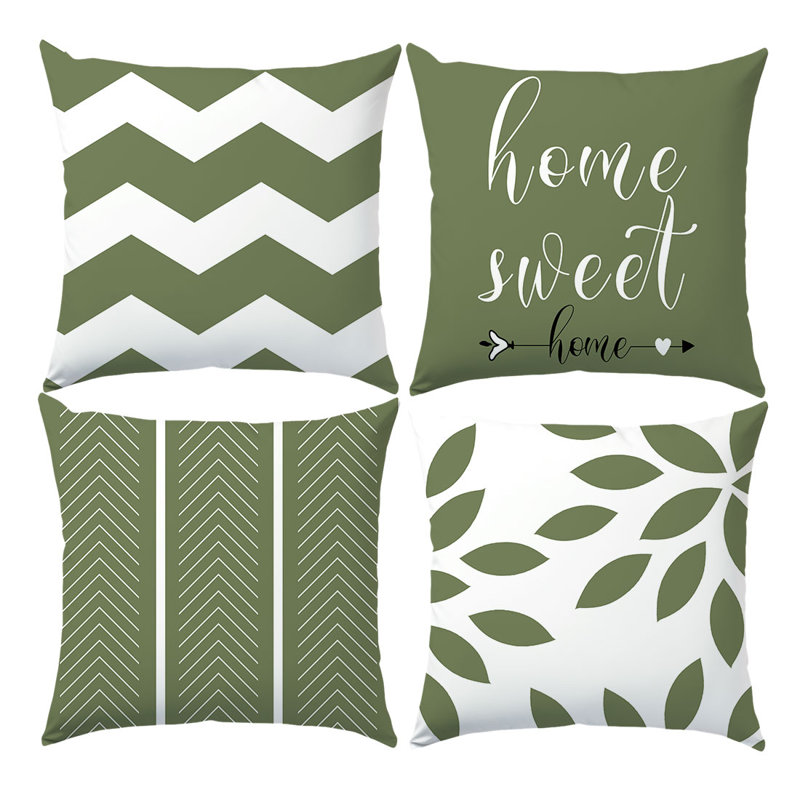 4 Pcs Simple Line Leaves Pattern Decorative Pillow Covers