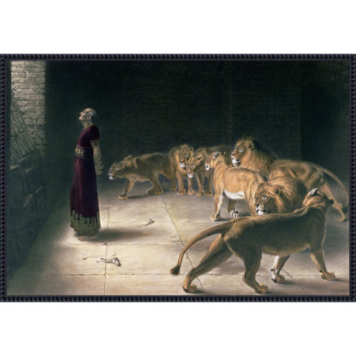 Daniel In The Lions Den by Briton Riviere Framed Canvas Wall Art Print
