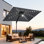 Parasol de patio rectangulaire en porte-à-faux 9 x 11 pi avec lumières DEL solaires, base lestée non incluse
