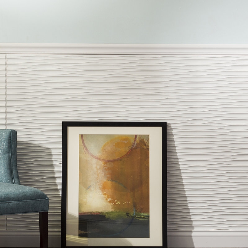 FASÄDE Dunes Horizontal Decorative Vinyl 4'X8' Wall Panel, Gloss White