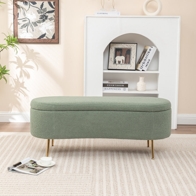 Banc de rangement rembourré Kaybree, Vert