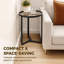 HOMCOM Round Side Table with Tempered Glass Top for Small Space Black