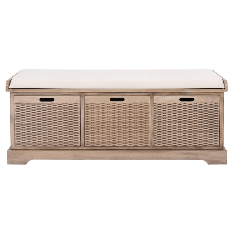 Banc de rangement à 3 tiroirs / coussins Nelsen, Sable