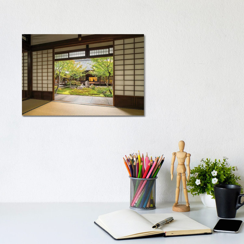 Traditional Japanese Tatami Room At The Kennin-Ji Temple, Gion, Kyoto by Jan Becke - Wrapped Canvas Print