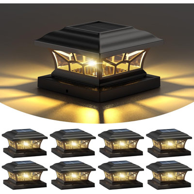 Paquet de 8 lumières de poteau solaire d'extérieur imperméables pour 4 x 4, 5 x 5, 6 x 6