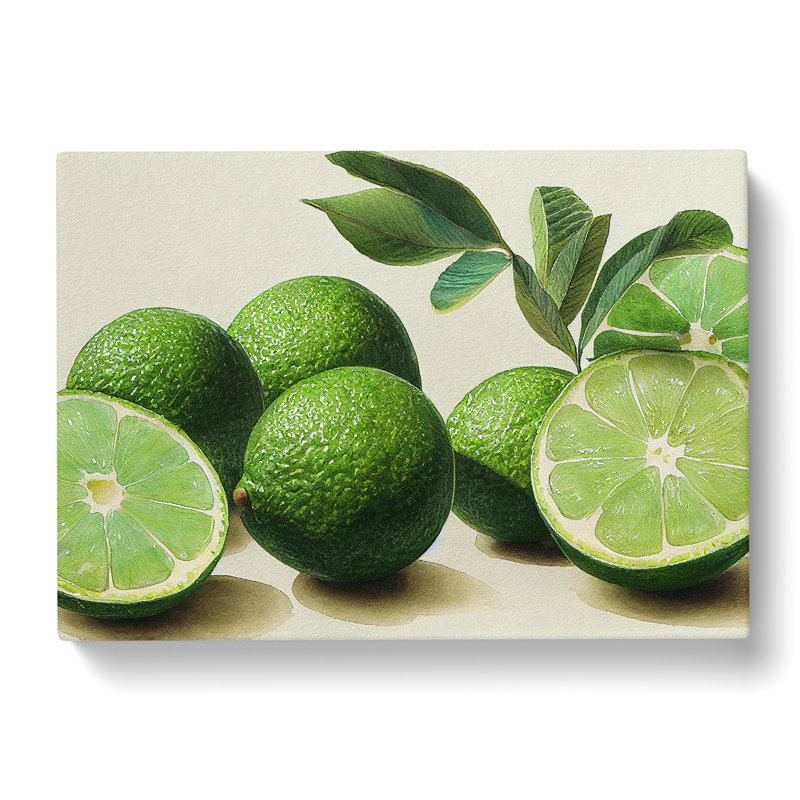Watercolour Lime Fruit - Wrapped Canvas, 35cm H x 50cm W x 3cm D