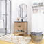 Meuble-lavabo autoportant de 30 po avec tiroirs et tablette ouverte, armoire imitation chêne avec vasque en céramique noire