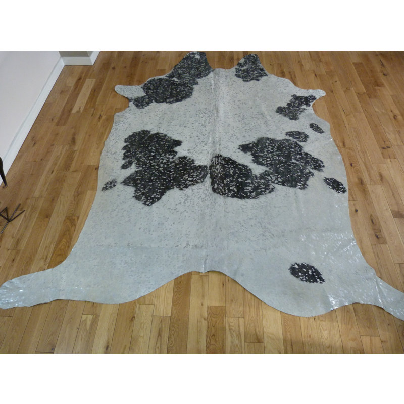 Black And White With Silver Metallic Cowhide Rug