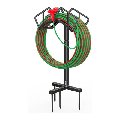Le support de boyau d'arrosage amovible Didadi peut contenir un boyau de 150 pieds, un support de boyau d'arrosage supérieur, un support de rangement amovible pour boyau d'arrosage extérieur, noir