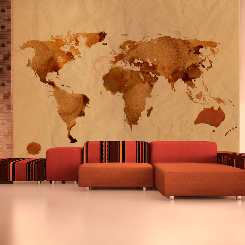 Tea World Map 3.09m x 400cm Wallpaper, 2.31m x 300cm