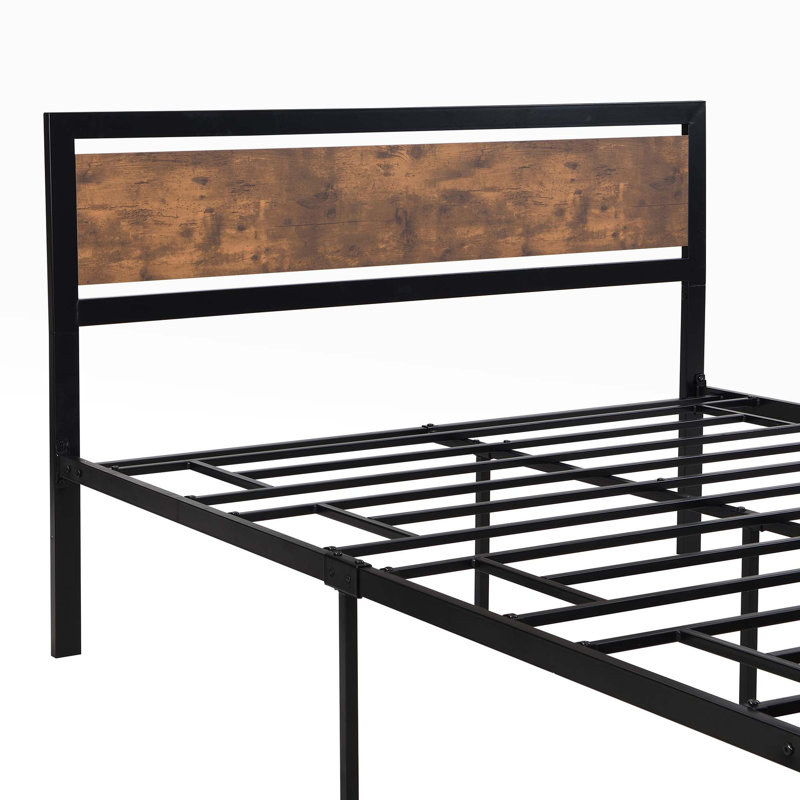 Goncalvo Platform Bed with Headboard and Footboard,bed frame, Queen, Black