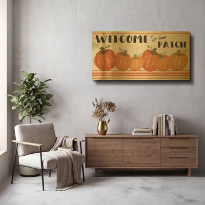 'Welcome to Our Pumpkin Patch' By Cindy Jacobs Gold Metal Wall Art, 48" x 24"