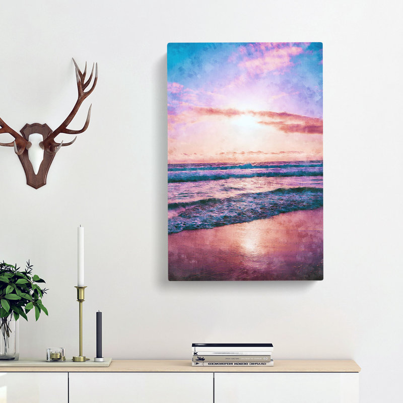 Pink Beach - Wrapped Canvas Painting, 50cm H x 35cm W x 3cm D