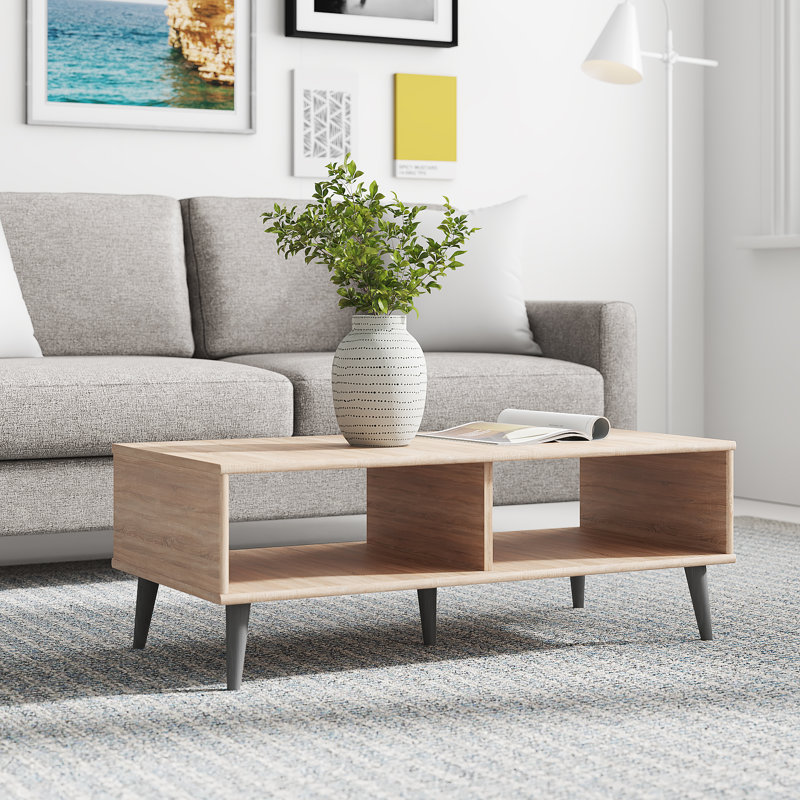 Abilene Coffee Table in Oak and Light Grey Finished Wood, 14.13'' H X 39.27'' W X 18.72'' D, Oak/Light Gray