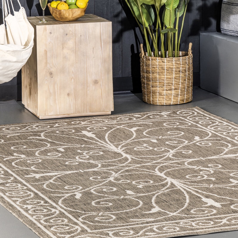 Tapis intérieur / extérieur beige Ulrich, Rectangle 8 pi 6 po x 13 pi