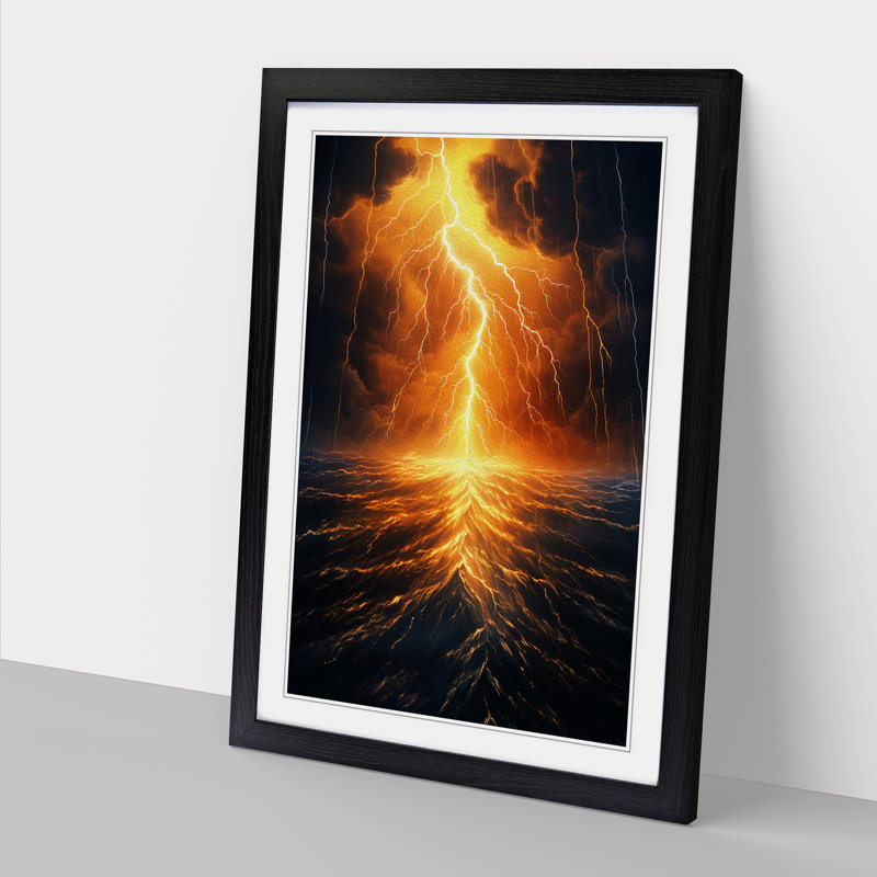 Lightning Modern - Single Picture Frame Print on Wood, Black Framed, 46cm H x 34cm W x 2cm D