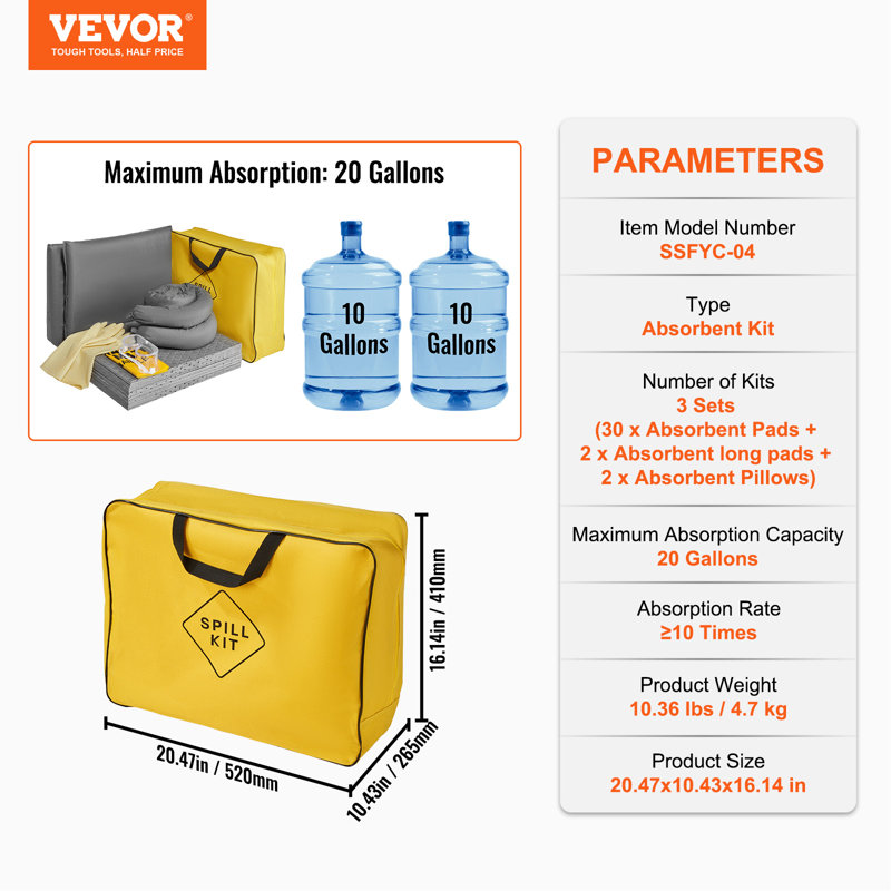 VEVOR Universal Spill Kit, Spill Control Supplies