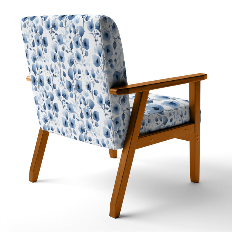 Chaise d'appoint Floral, Accoudoirs carrés bruns