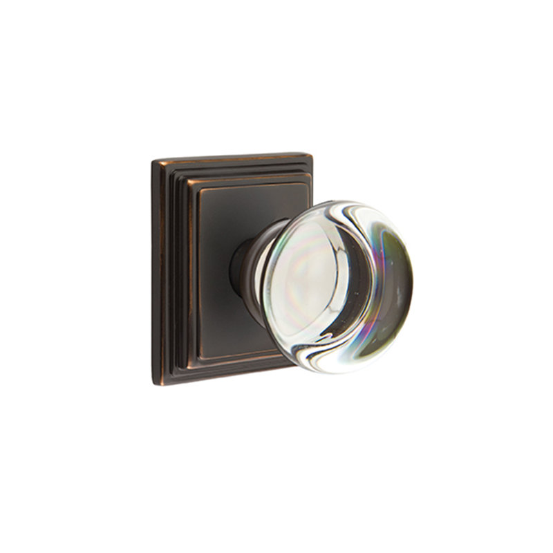 Privacy Providence Crystal Clear Knob with Wilshire Rose, Oil Rubbed Bronze