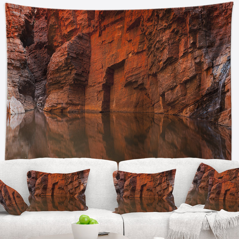 Tapisserie paysage paysage de roche dans la gorge, H 78 po x l 92 po