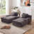 Oversized Modular Flannel Double Chaise Lounge Chair with 4 Pillows, Pure Foam Filled, No Assembly Required, Gray-118698503