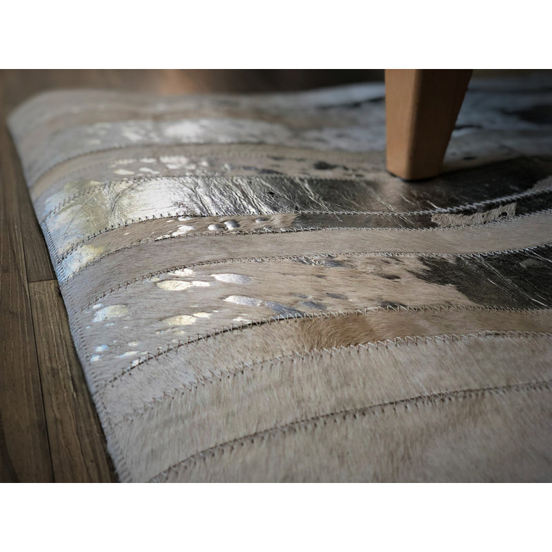 Mckinney Patchwork Cowhide Area Rug, Rectangle 120 x 180cm