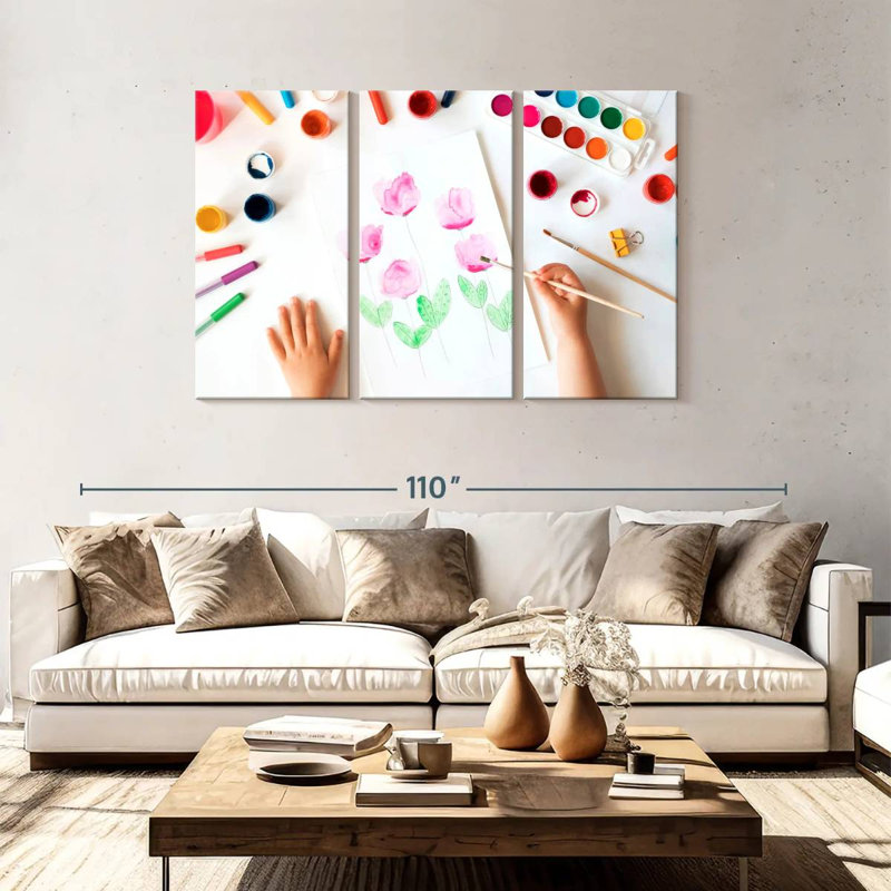 Peinture de Senne, fleur d'enfant, H 48 po x l 74 po