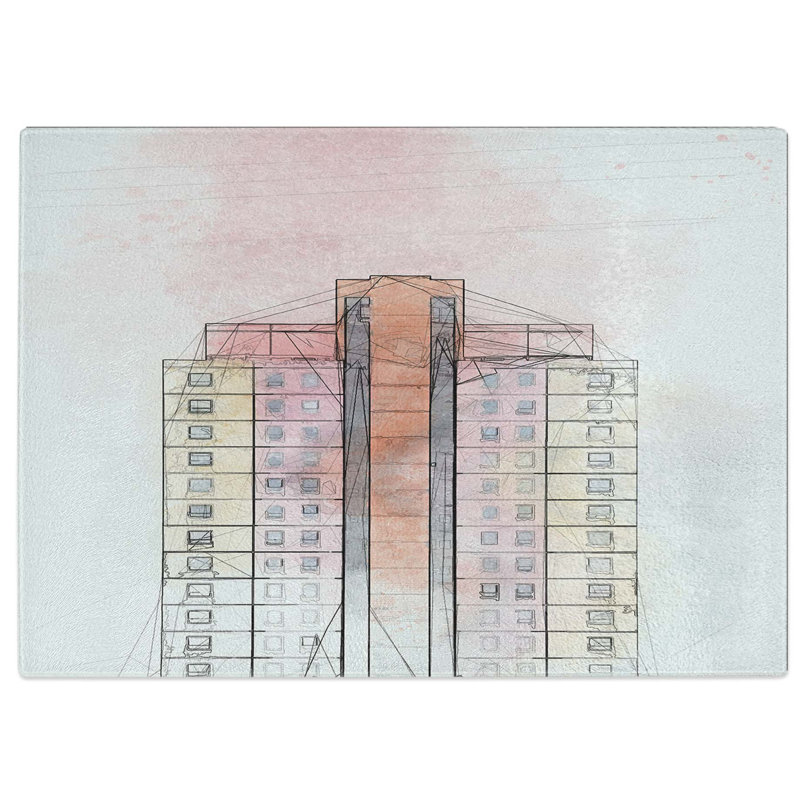 Tempered Glass Sketching the Architecture Vol.23 Chopping Board, 39 cm W x 28.5 cm L