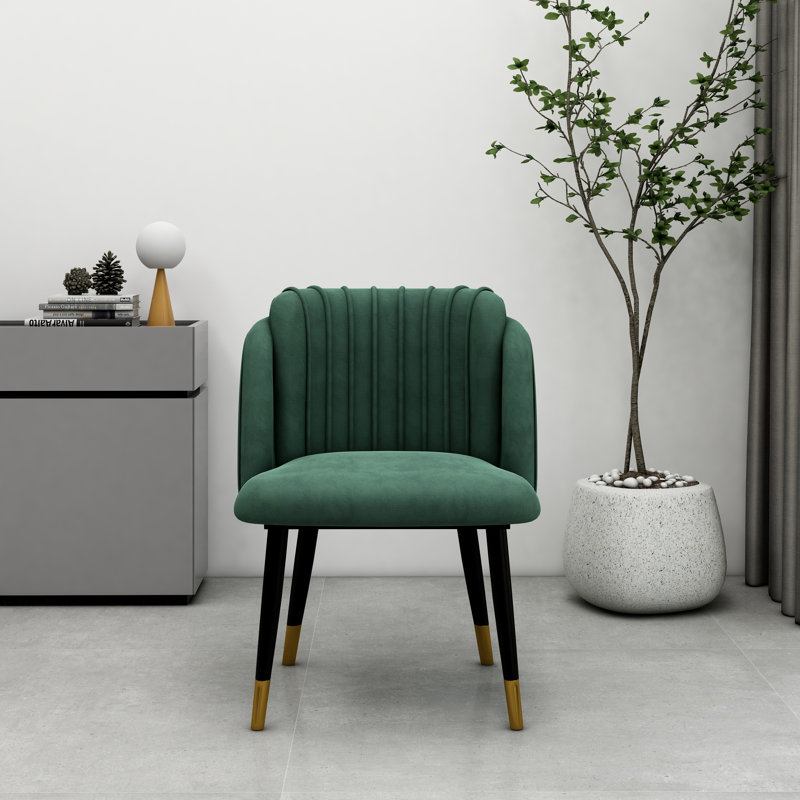 Inola 47.5cm H Velvet Upholstered Side Chair, Green, Black/Gold
