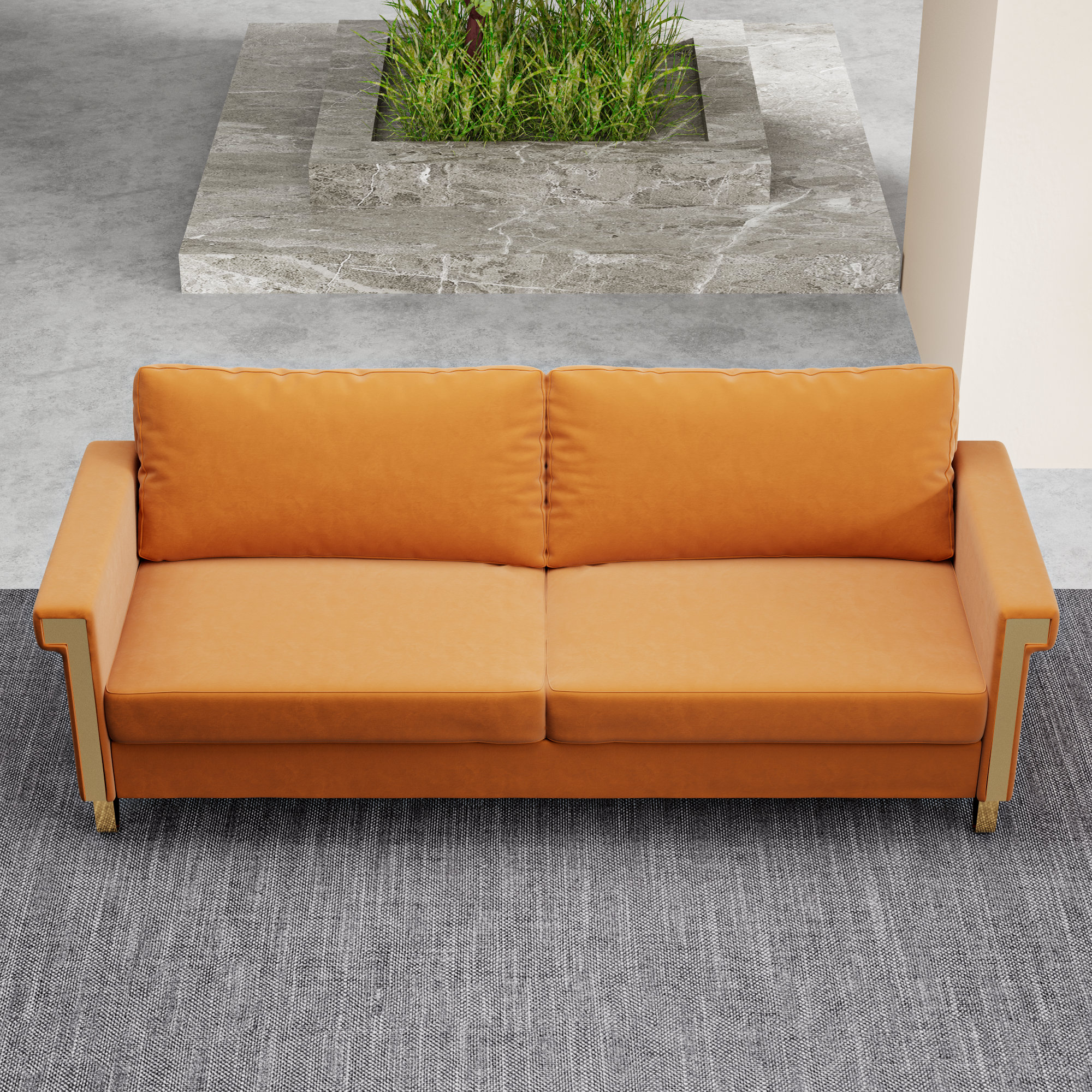 Mercer41 100% polyester shiny velvet 2.5-Seater Couch with Gold Trim ...