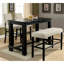 Table de salle à manger à hauteur de comptoir rustique, noir antique, bureau en bois massif, finition noire, panneaux