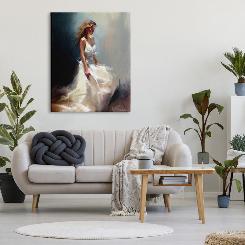 Aw-190-Canvas, robe de soirée blanche sur toile par Ziwei Li, impression, H 48 po x l 36 po x P 1,5 po