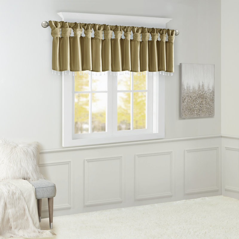 Karlita Lightweight Faux Silk Single Valance with Beads, Bronze