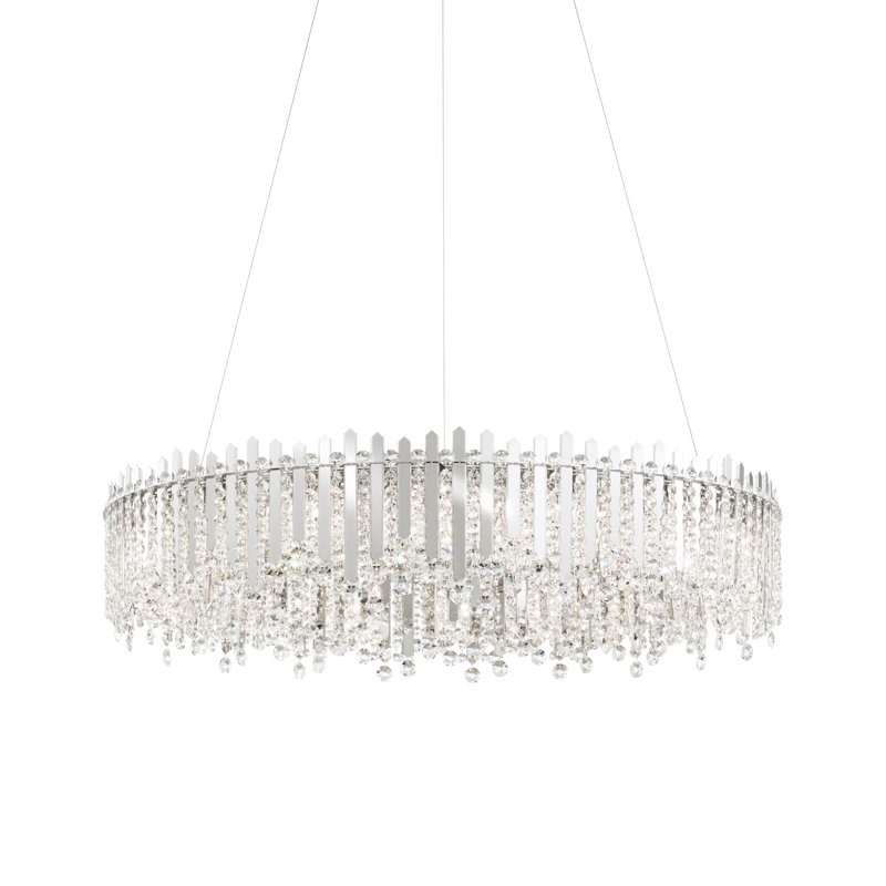 Chatter 18 - Light Chandelier, Polished Stainless Steel, Heritage Crystal
