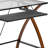 Glass Computer Desk with Pull-Out Keyboard Tray and Crisscross Frame-932448061
