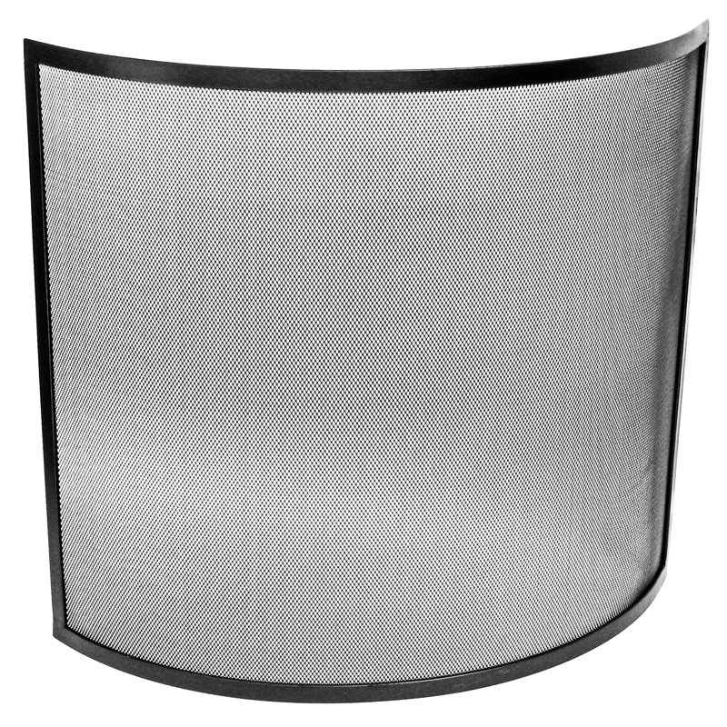 1 Panel Steel Fireplace Screen, Black, 61cm H x 66cm W x 19cm D