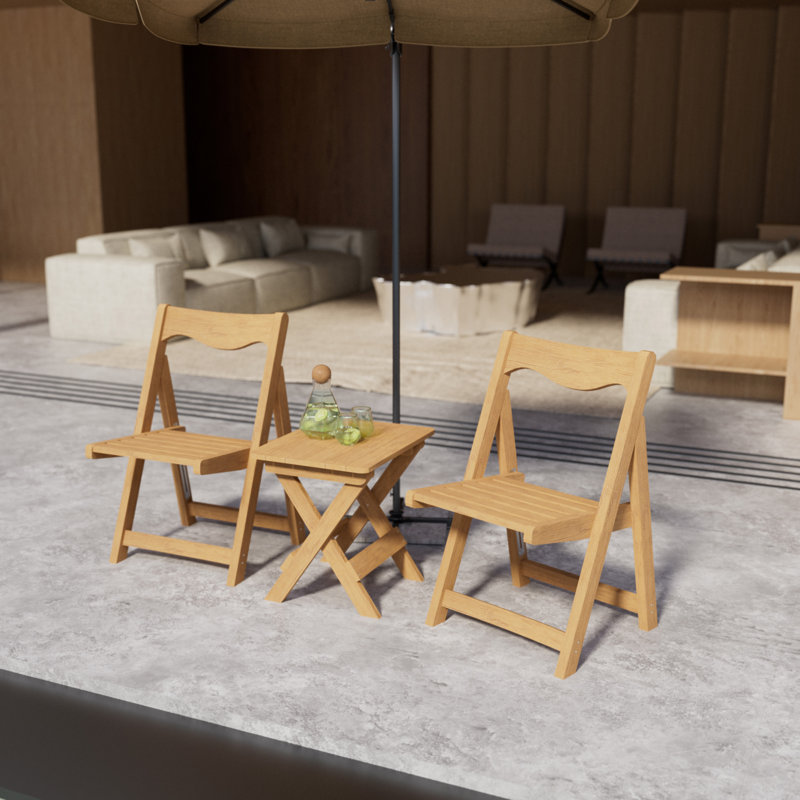 HIPS Material Outdoor Bistro Set Foldable Small Table And Chair Set With 2 Chairs And Rectangular Table