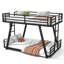 Lit superposé simple TG au-dessus de simple TG avec 2 échelles latérales, lit superposé en métal avec pieds de support spéciaux, lit superposé à profil bas