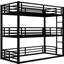 Lit superposé triple en métal noir avec dimensions simples TG, construction robuste et sommeil silencieux dans les maisons de vacances au-dessus des garde-corps, conception réduite, noir, idéal pour les espaces restreints-1305258569