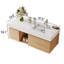 Meuble-lavabo simple 48 po avec plateau blanc Loubertha, bois massif multicouche, deux tiroirs et tablette ouverte-249512761