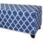 Banc de rangement bleu à rayures de 18 po de hauteur avec siège de 42 po de longueur, hauteur du siège au sol, hauteur de 14,5 po sans les pieds