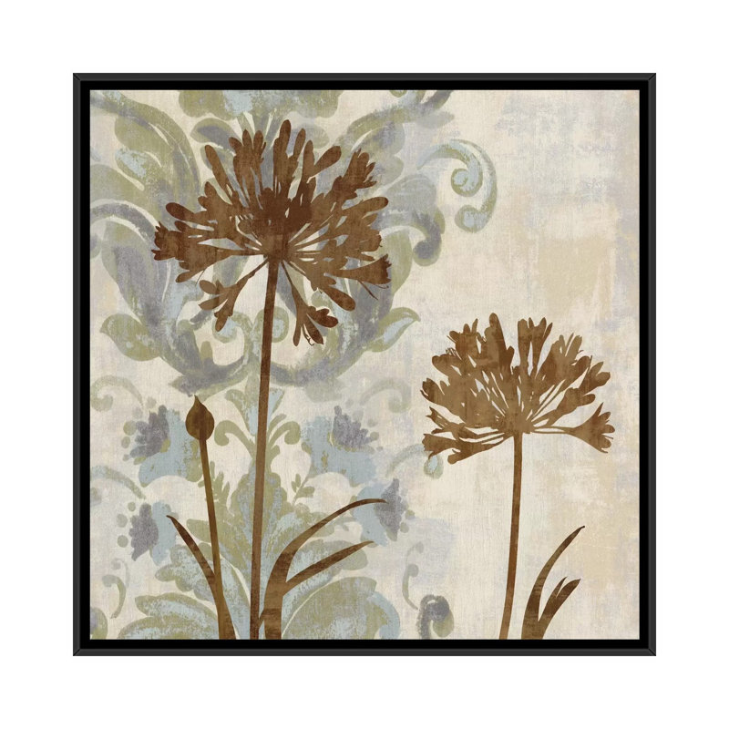 « floral oasis i », impression sur toile, H 18 po x l 18 po x P 1,5 po, Toile avec cadre noir, Pas de tapis